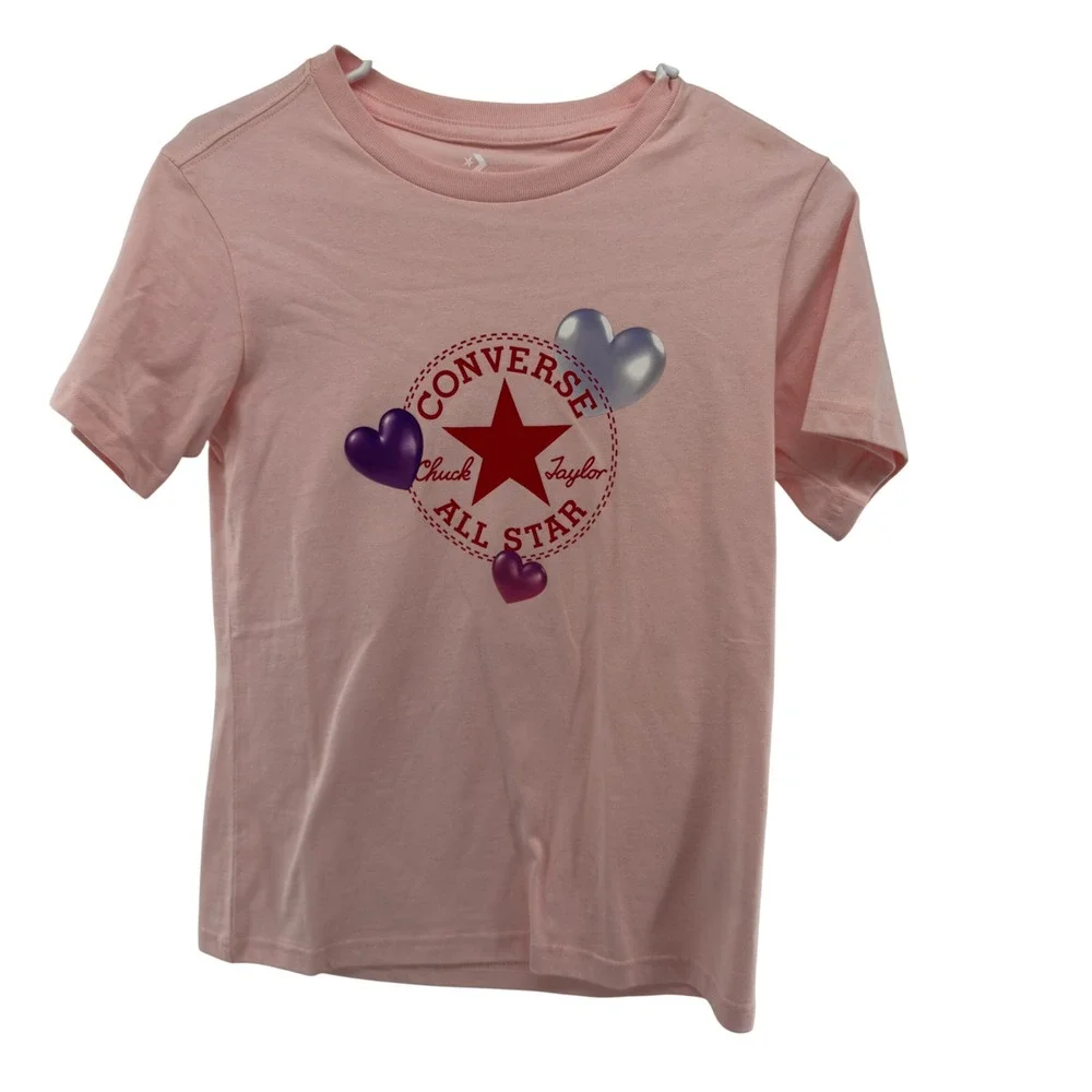 Converse All Star Chuck Taylor Hearts Graphic Tee Pink Womens Small